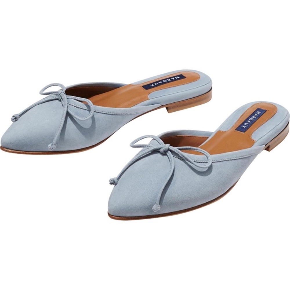 Margaux French blue suede mules